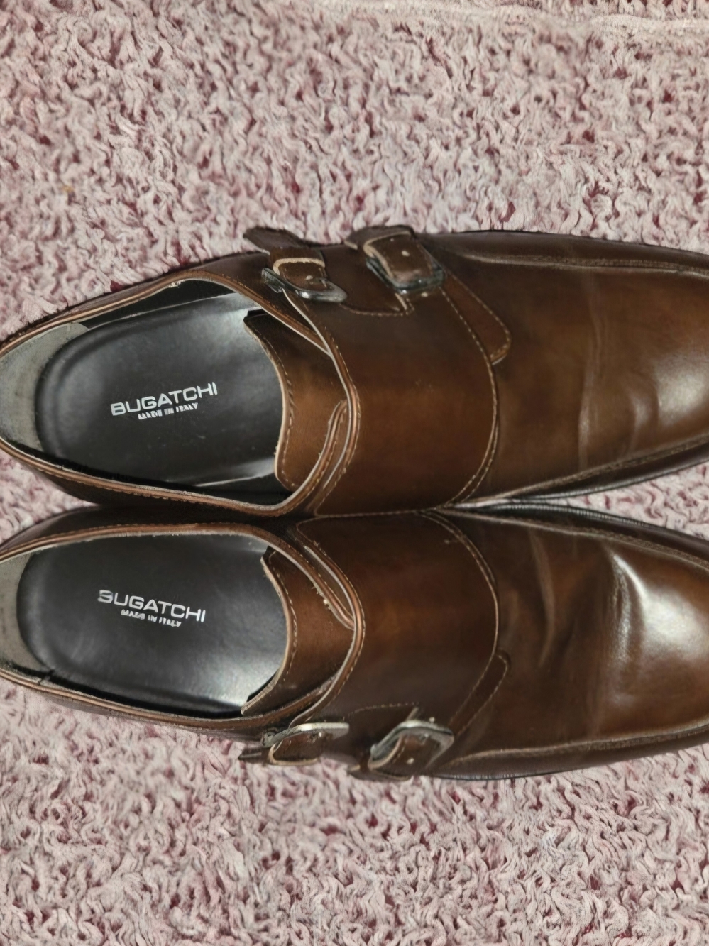 Bugatchi Men's Double Monk Strap Dress Shoes in Brown